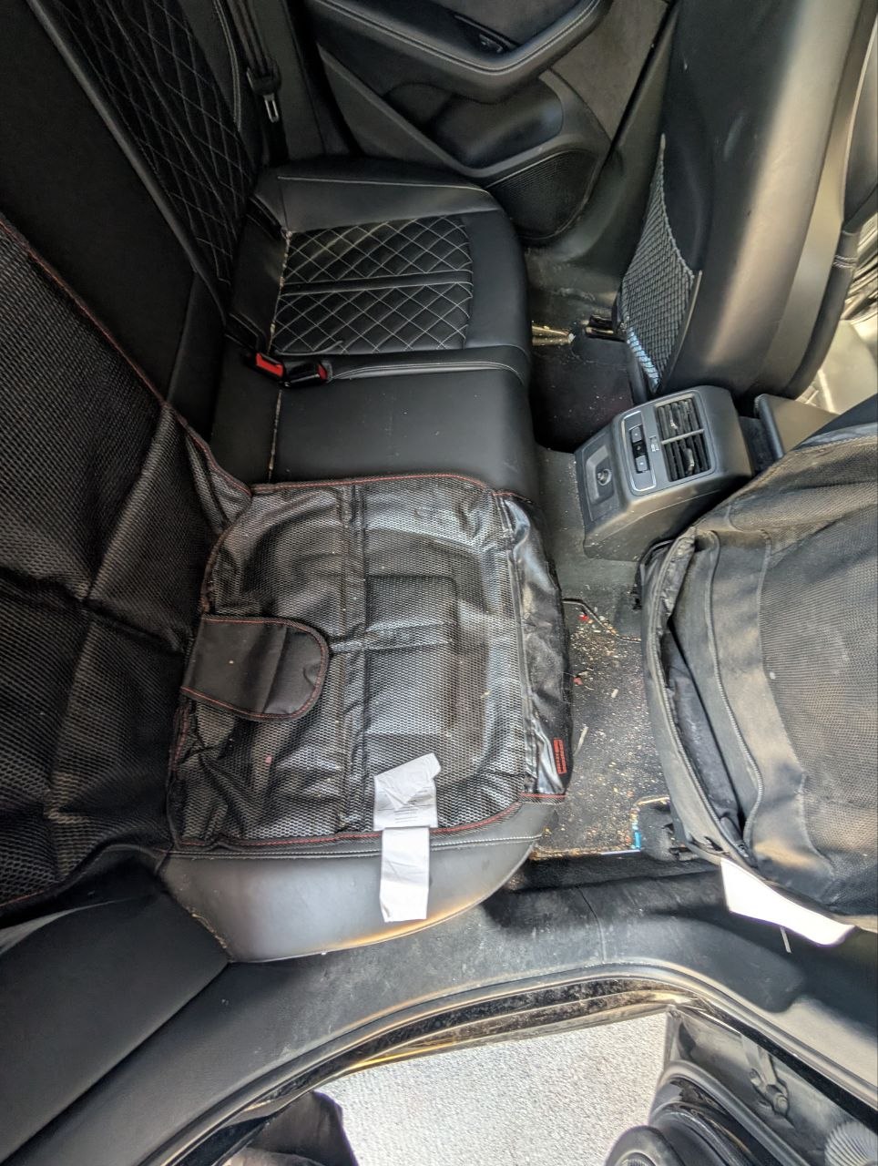 Car interior before detailing — dirt