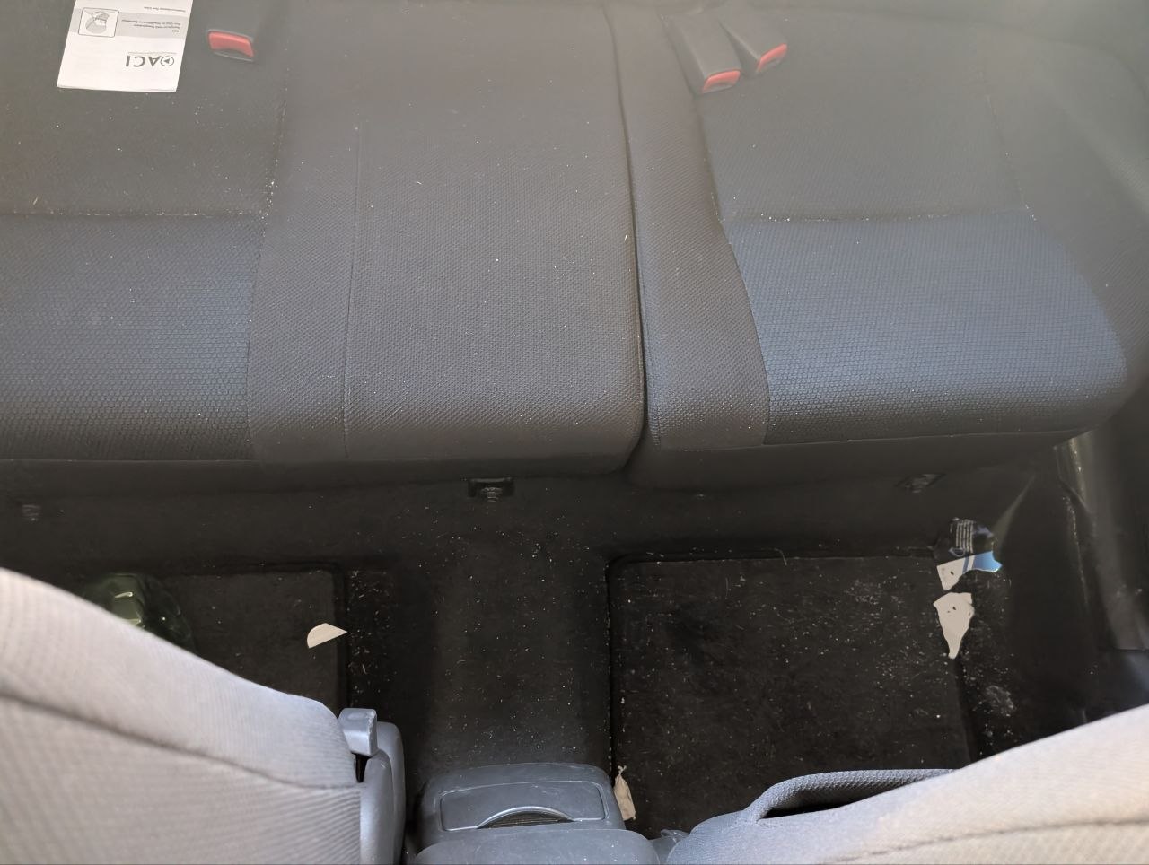 Toyota Matrix rear seat before — clutter